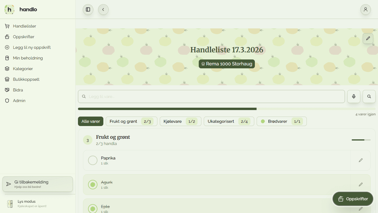 Smarte handlelister